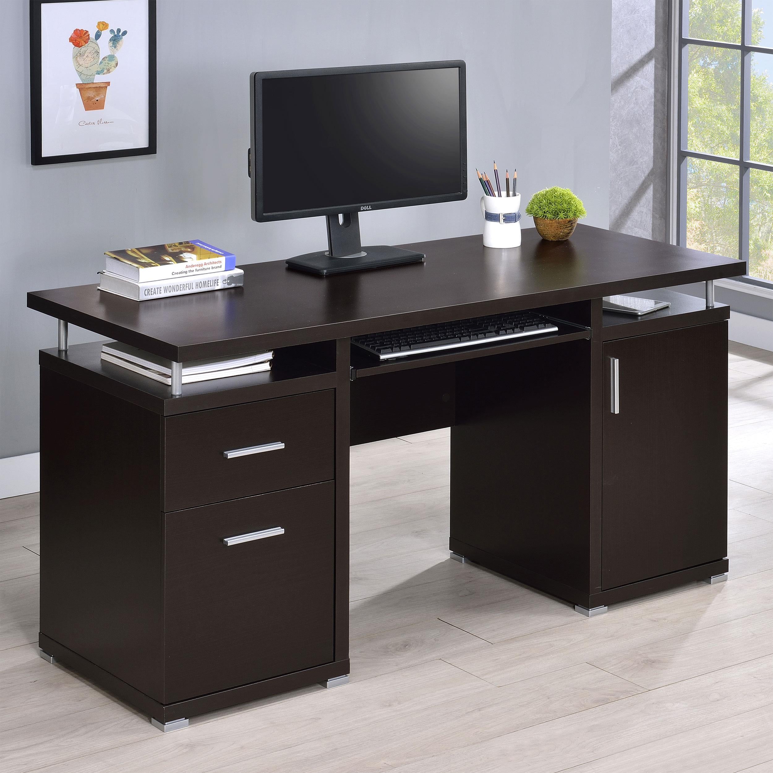  Coaster Furniture Tracy 800107 55-inch 2-Drawer Office Computer Desk - Cappuccino IMAGE 9
