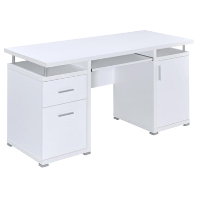  Coaster Furniture Tracy 800108 55-inch 2-Drawer Office Computer Desk - White IMAGE 1