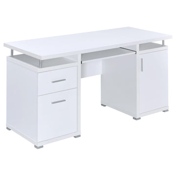  Coaster Furniture Tracy 800108 55-inch 2-Drawer Office Computer Desk - White IMAGE 1