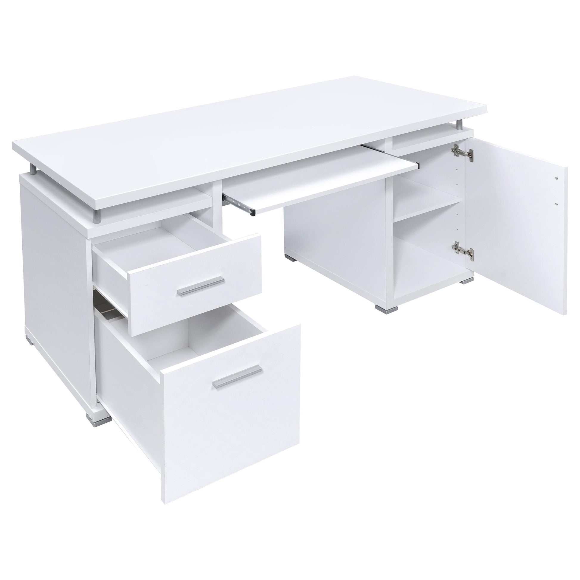  Coaster Furniture Tracy 800108 55-inch 2-Drawer Office Computer Desk - White IMAGE 2