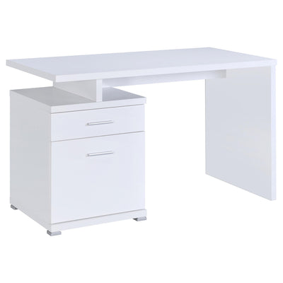  Coaster Furniture Irving 800110 47-inch 2-Drawer Office Computer Desk - White IMAGE 1