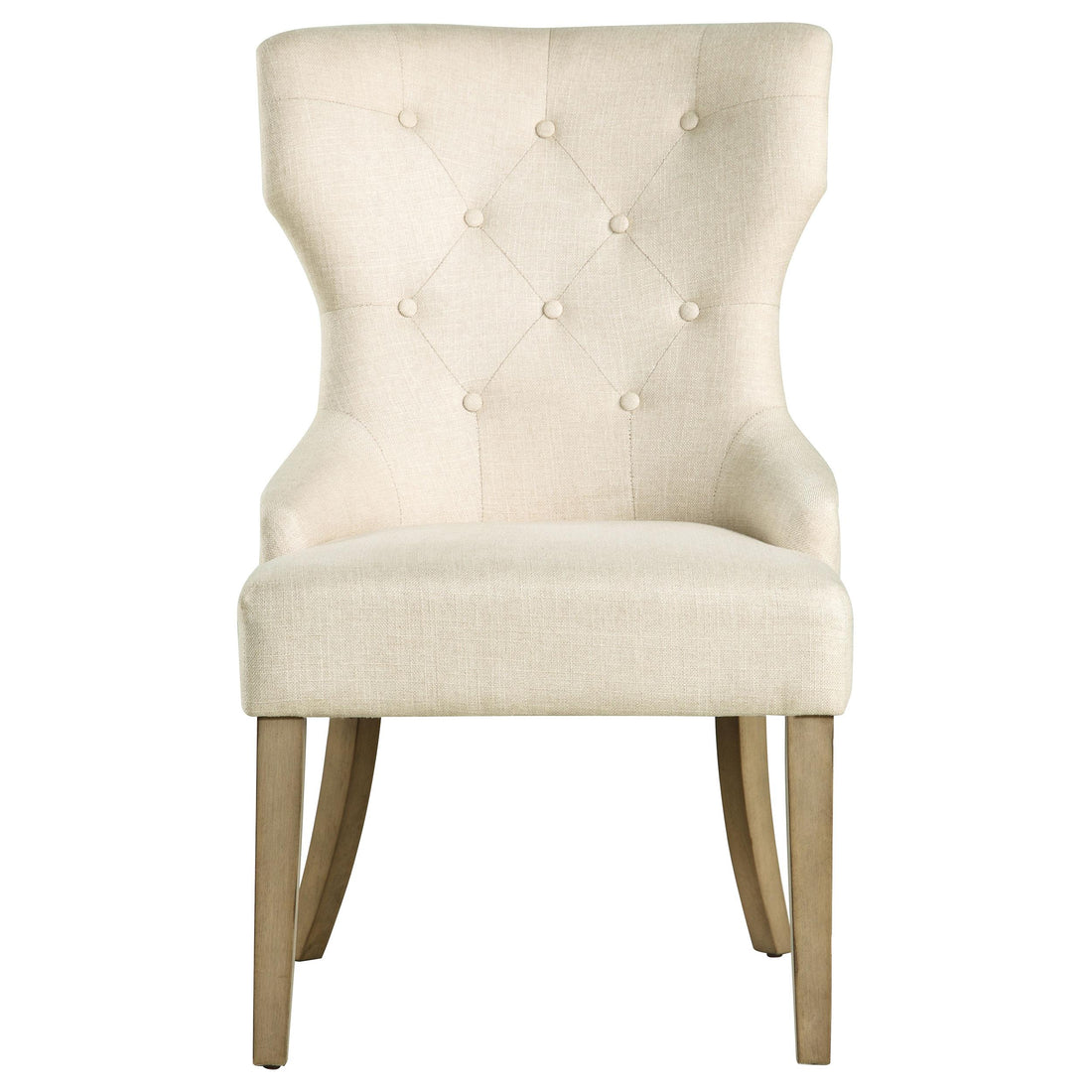 Coaster Furniture Baney 104507 Tufted Upholstered Dining Chair - Beige and Rustic Grey IMAGE 1