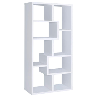 Coaster Furniture Theo 800136 71-inch 7-shelf Bookshelf - White IMAGE 1