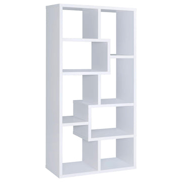  Coaster Furniture Theo 800136 71-inch 7-shelf Bookshelf - White IMAGE 1