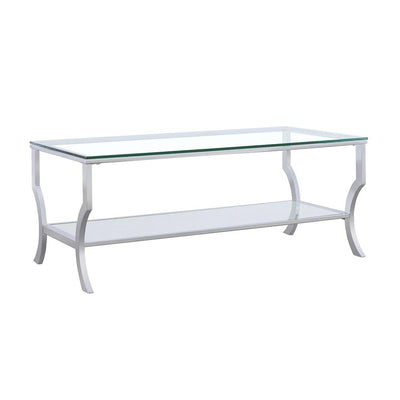  Coaster Furniture Saide 720338 Rectangular Glass Top Coffee Table - Chrome IMAGE 1