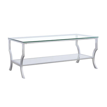  Coaster Furniture Saide 720338 Rectangular Glass Top Coffee Table - Chrome IMAGE 1