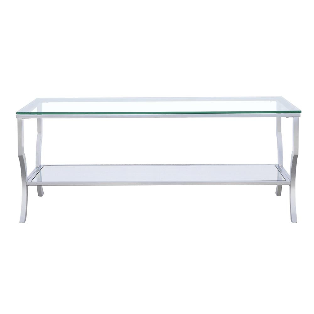 Coaster Furniture Saide 720338 Rectangular Glass Top Coffee Table - Chrome IMAGE 1