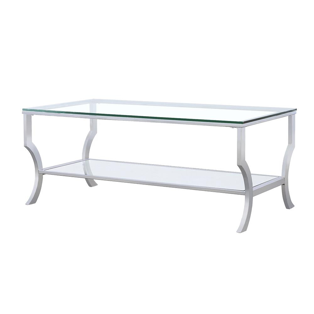  Coaster Furniture Saide 720338 Rectangular Glass Top Coffee Table - Chrome IMAGE 3