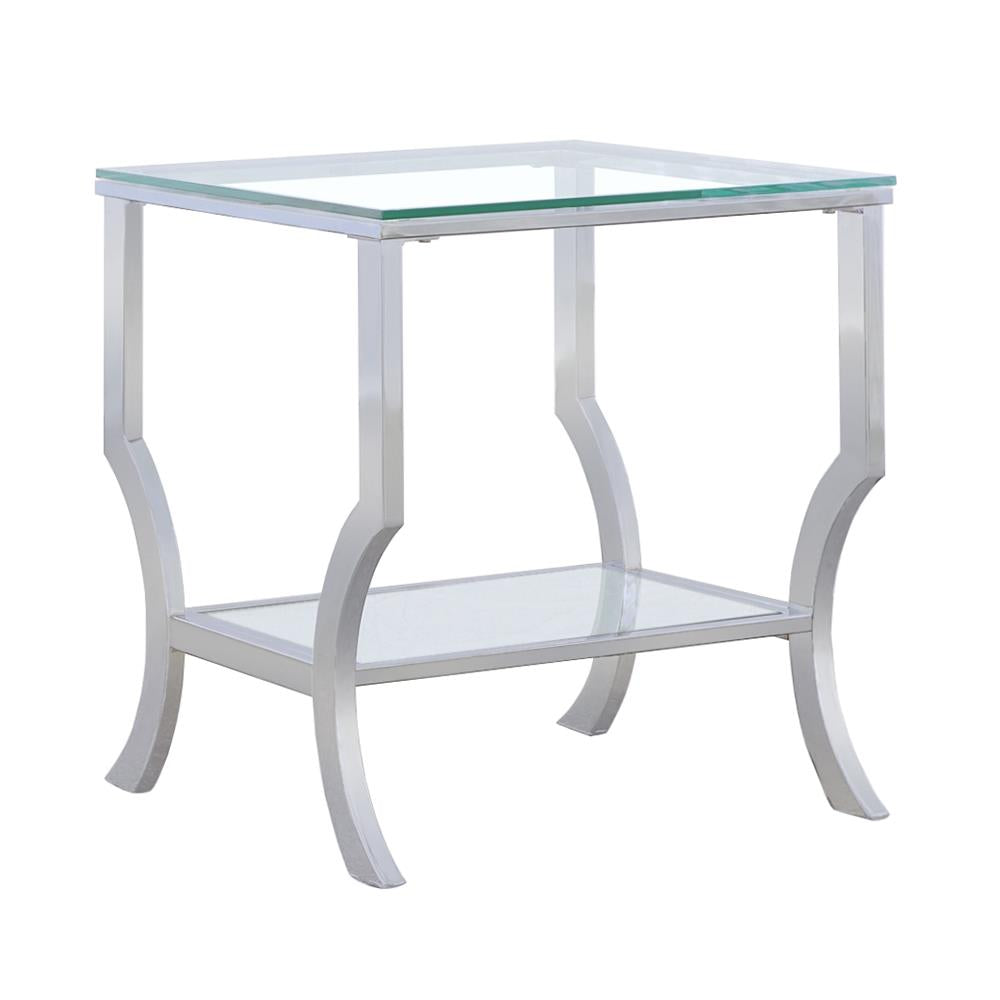  Coaster Furniture Saide 720337 Square Glass Top Side End Table - Chrome IMAGE 1