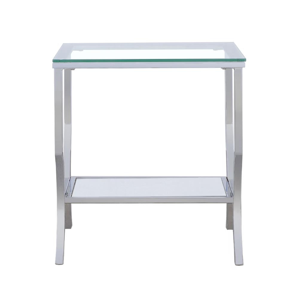  Coaster Furniture Saide 720337 Square Glass Top Side End Table - Chrome IMAGE 1