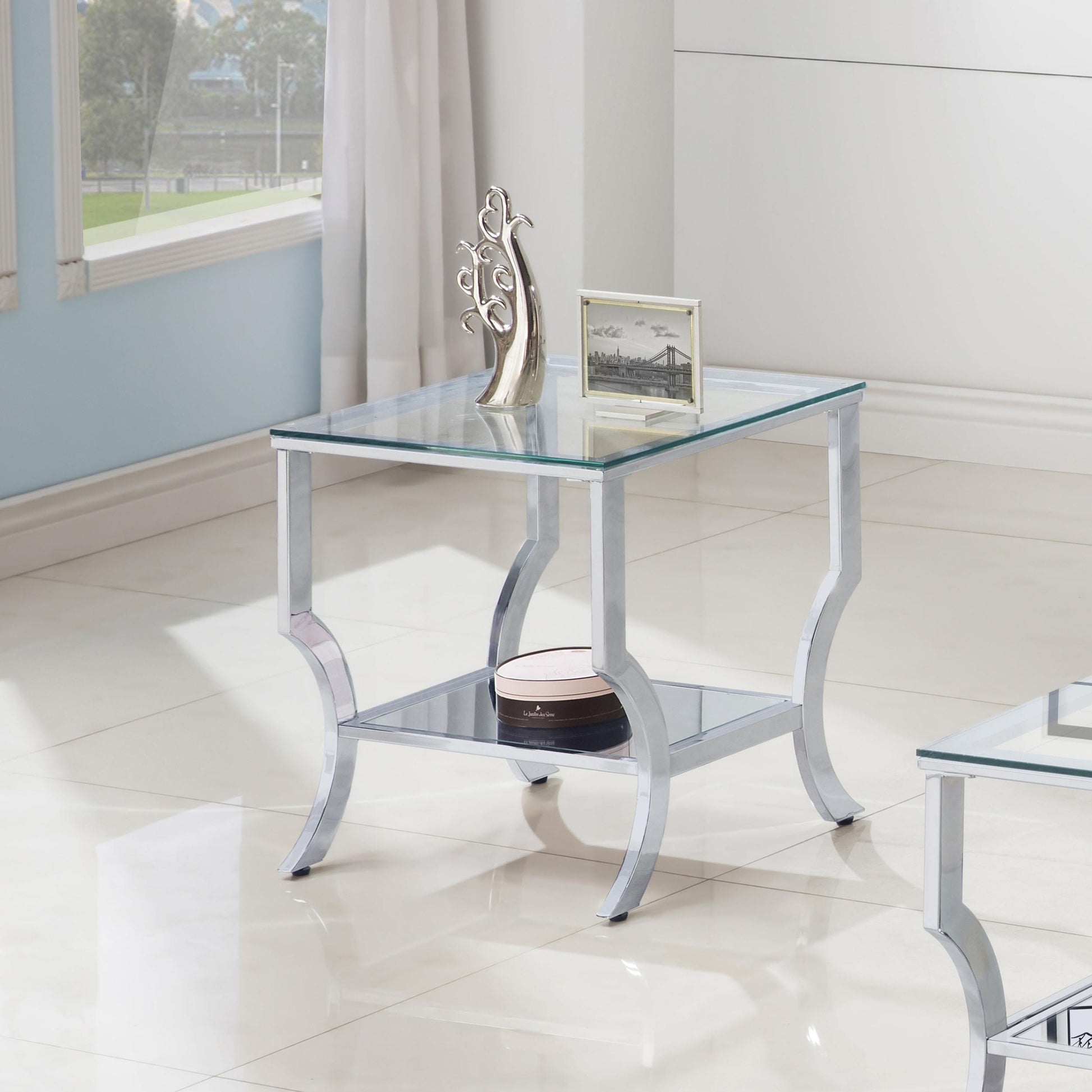  Coaster Furniture Saide 720337 Square Glass Top Side End Table - Chrome IMAGE 5