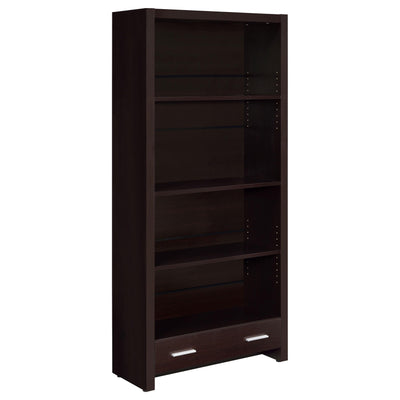  Coaster Furniture Skylar 800905 71-inch 5-shelf Bookcase with Drawer - Cappuccino IMAGE 1