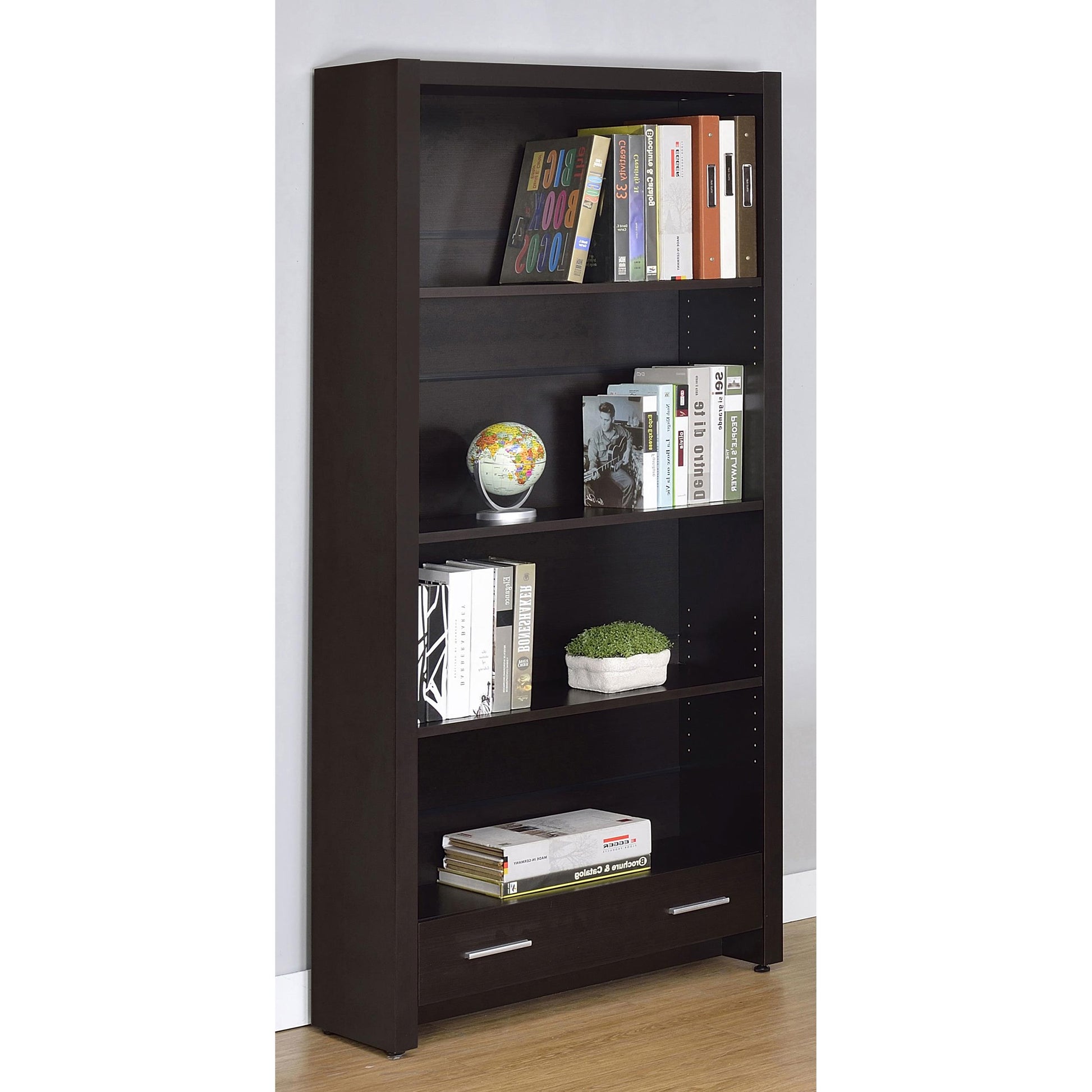  Coaster Furniture Skylar 800905 71-inch 5-shelf Bookcase with Drawer - Cappuccino IMAGE 10