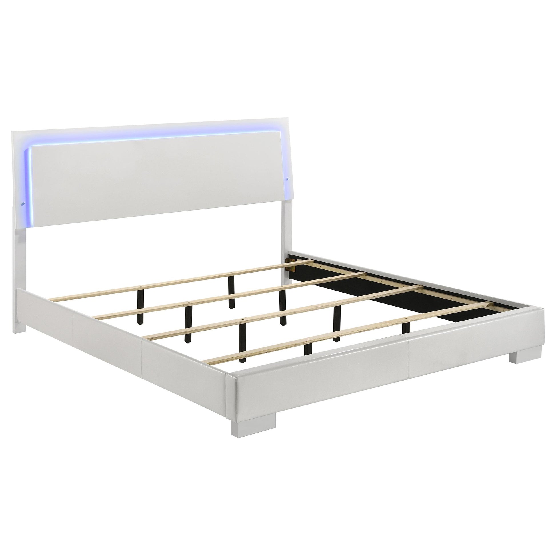  Size_King  -- Felicity 203500KE Wood Eastern King LED Panel Bed - White High Gloss IMAGE 1