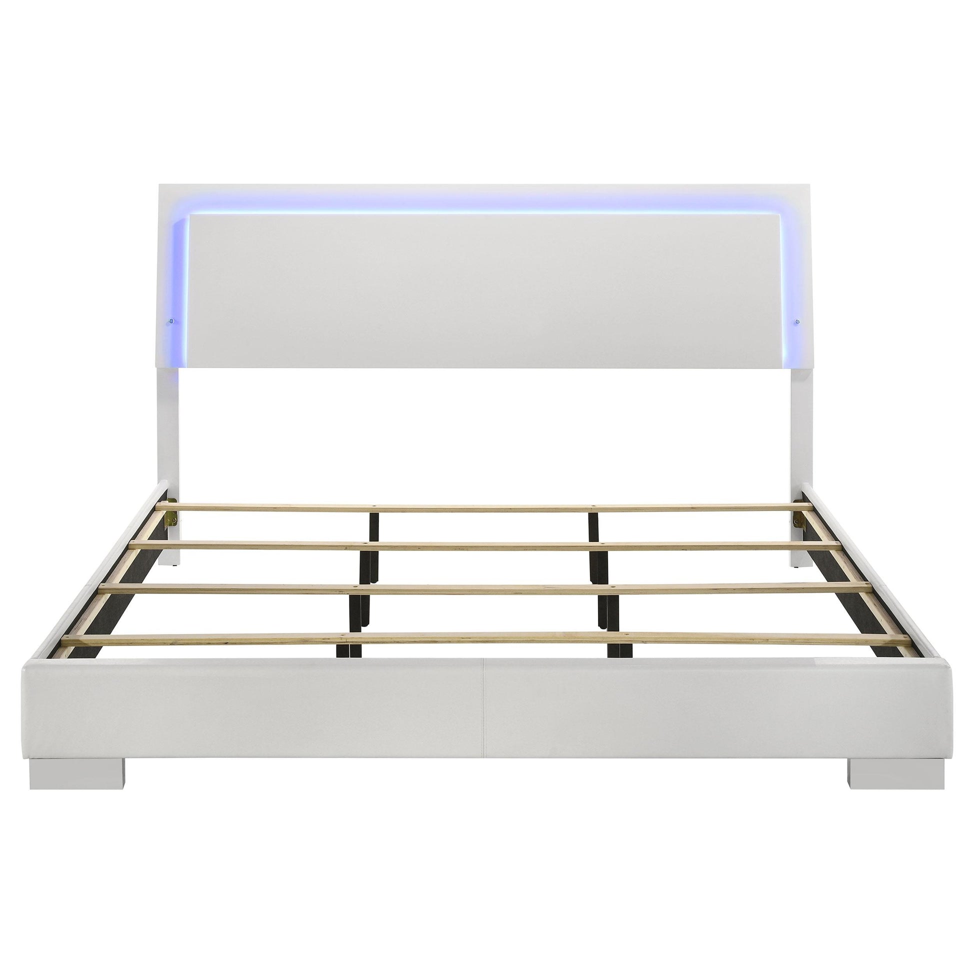  Size_King  -- Felicity 203500KE Wood Eastern King LED Panel Bed - White High Gloss IMAGE 3