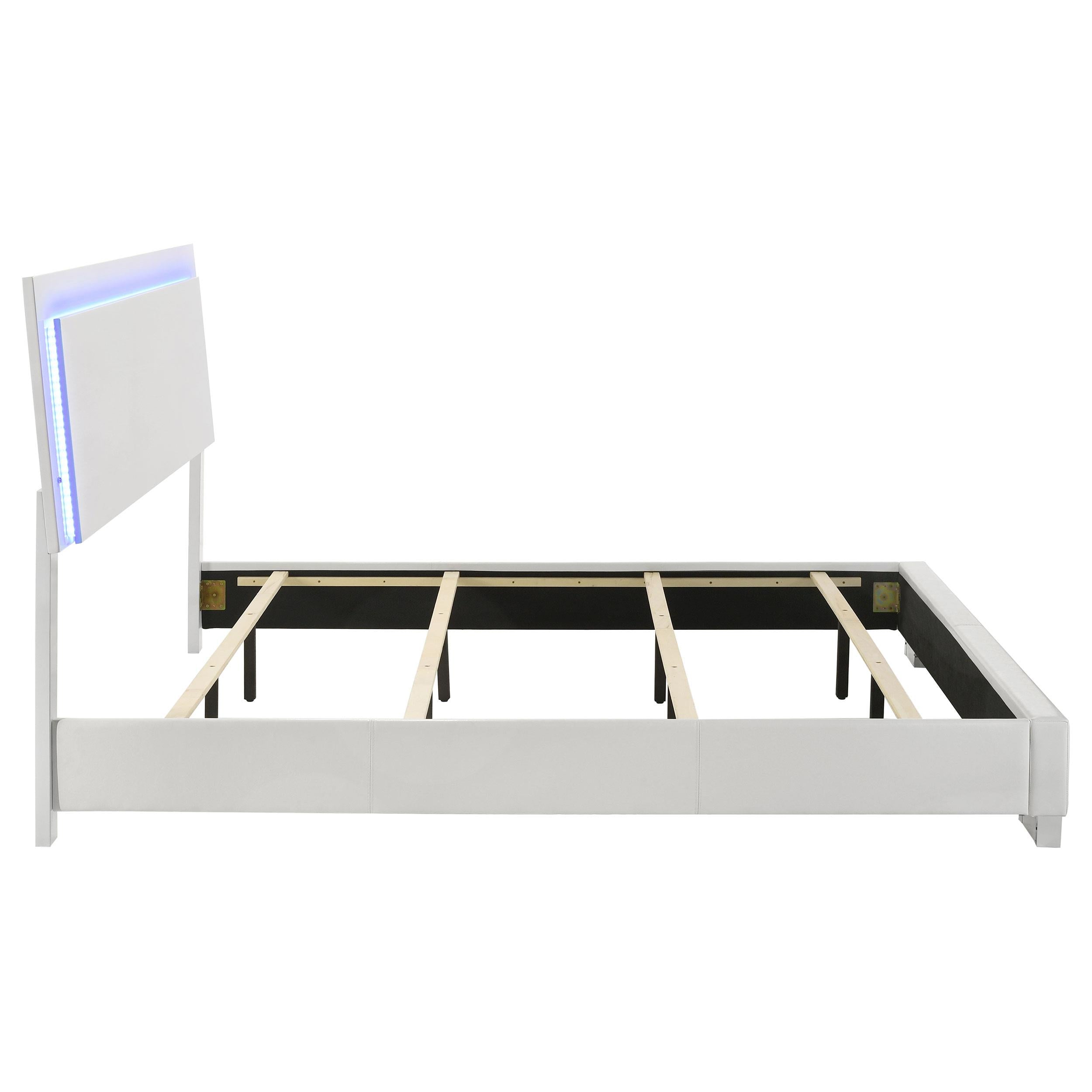  Size_King  -- Felicity 203500KE Wood Eastern King LED Panel Bed - White High Gloss IMAGE 5