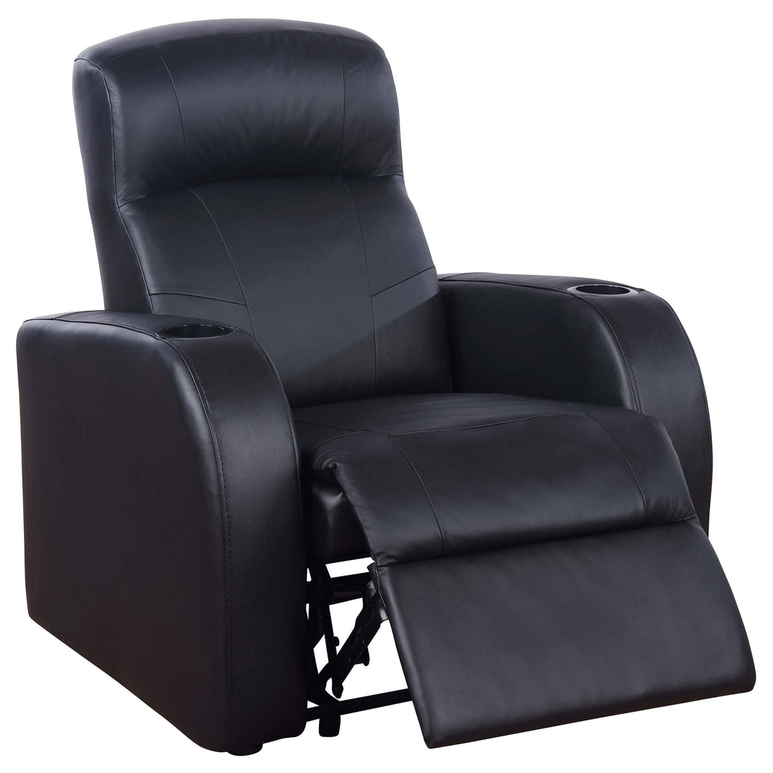 Coaster Furniture Cyrus 600001 Upholstered Track Arm Recliner - Black IMAGE 1