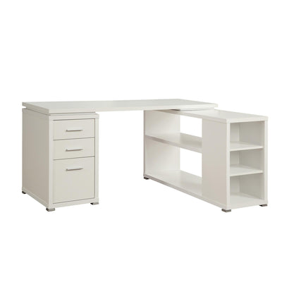  Coaster Furniture Yvette 800516 60-inch 3-Drawer L-Shape Computer Desk - White IMAGE 1