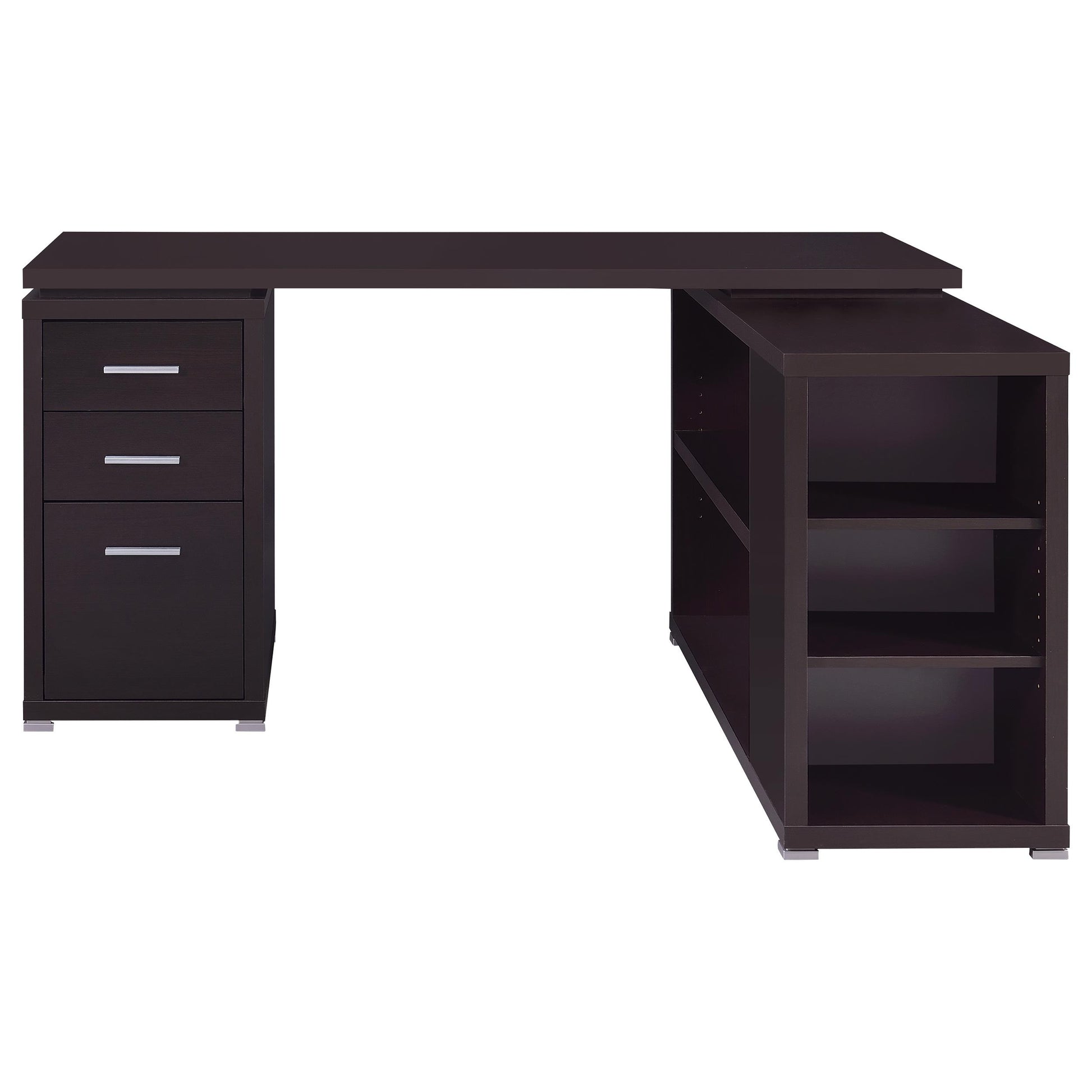  Coaster Furniture Yvette 800517 60-inch 3-Drawer L-Shape Computer Desk - Cappuccino IMAGE 4