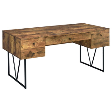  Coaster Furniture Analiese 800999 63-inch 4-Drawer Writing Desk - Rustic Nutmeg IMAGE 1