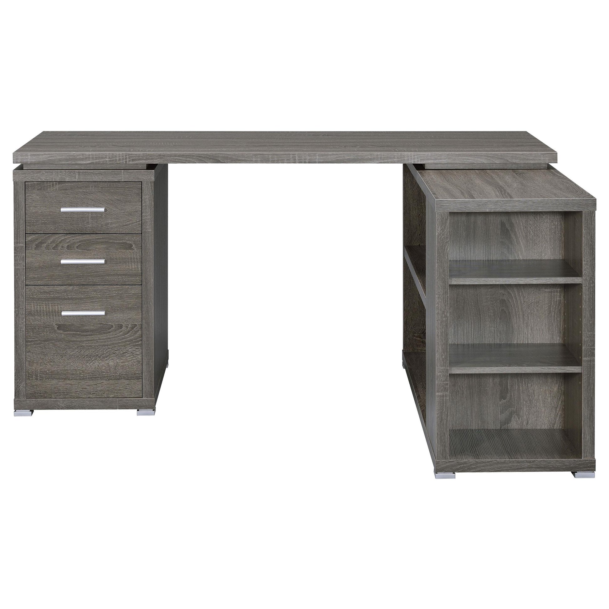  Coaster Furniture Yvette 800518 60-inch 3-Drawer L-Shape Computer Desk - Weathered Grey IMAGE 4
