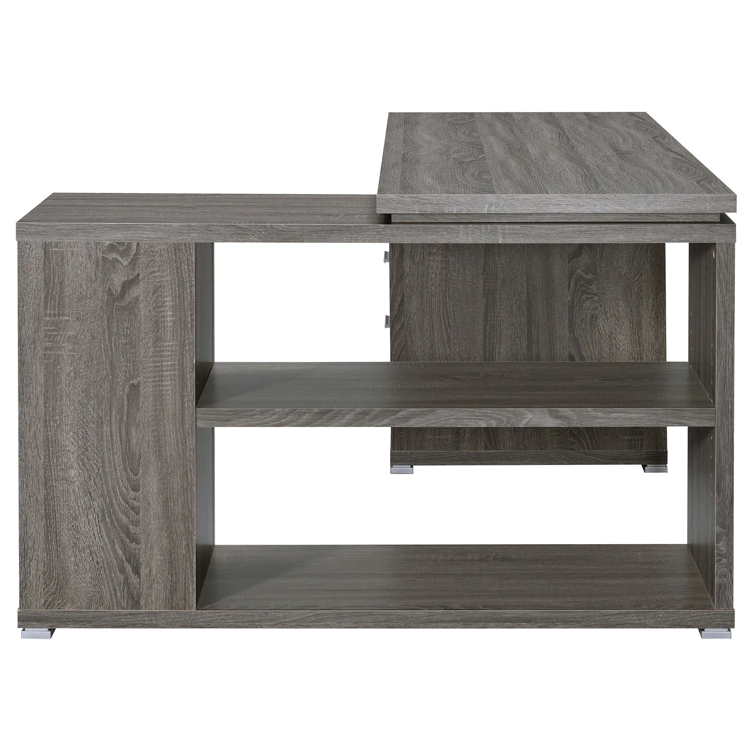  Coaster Furniture Yvette 800518 60-inch 3-Drawer L-Shape Computer Desk - Weathered Grey IMAGE 5