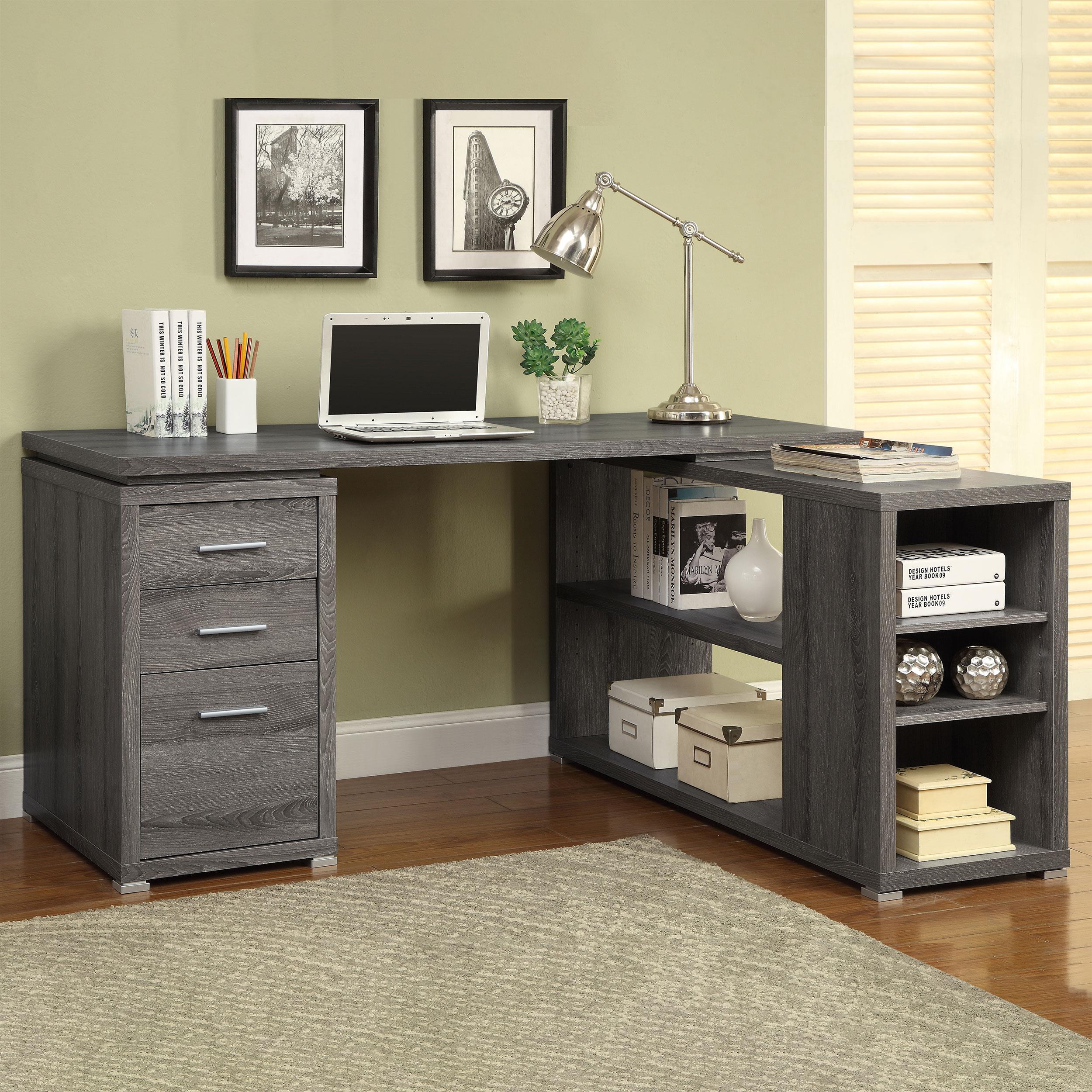  Coaster Furniture Yvette 800518 60-inch 3-Drawer L-Shape Computer Desk - Weathered Grey IMAGE 9