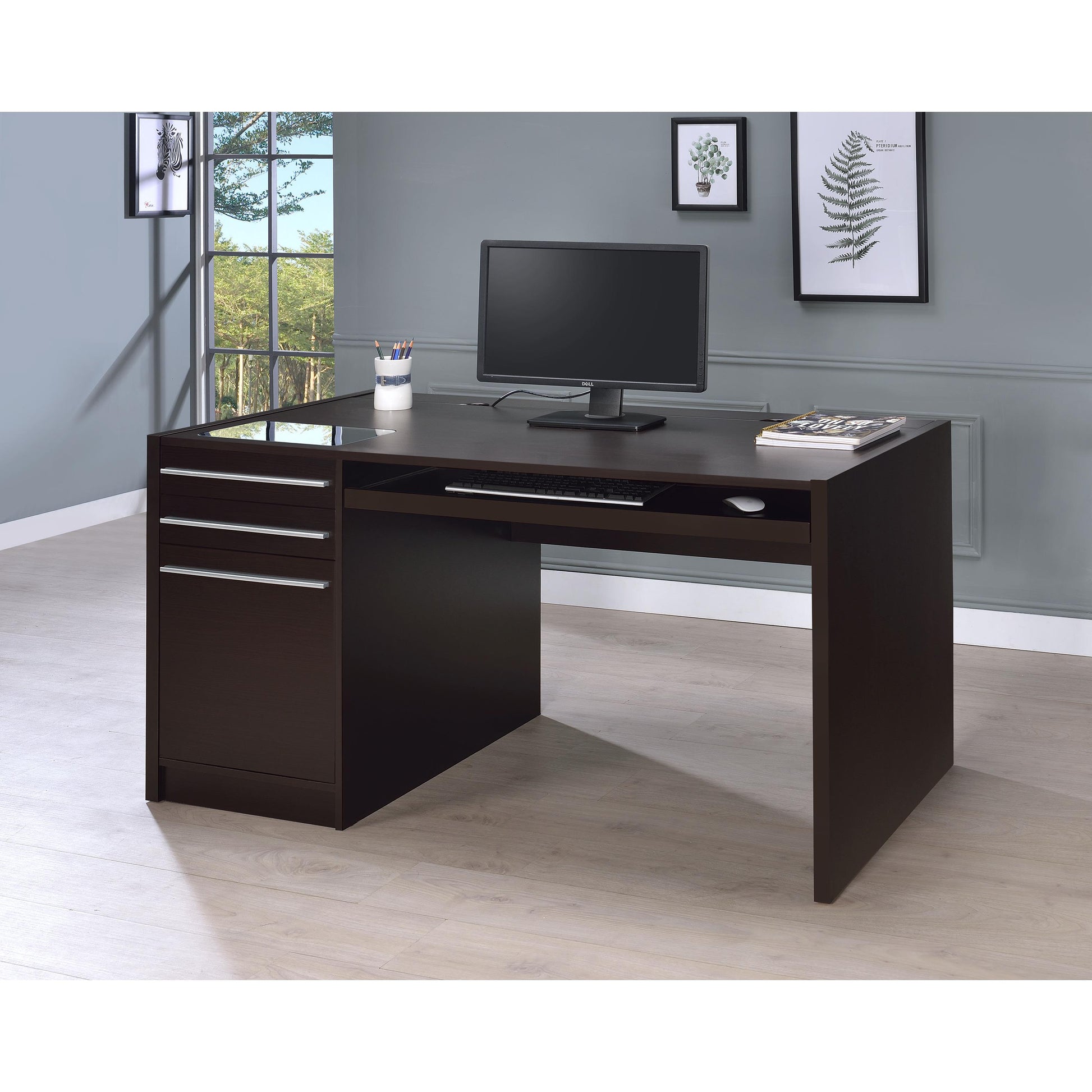  Coaster Furniture Halston 800982 60-inch 3-Drawer Office Computer Desk - Cappuccino IMAGE 9
