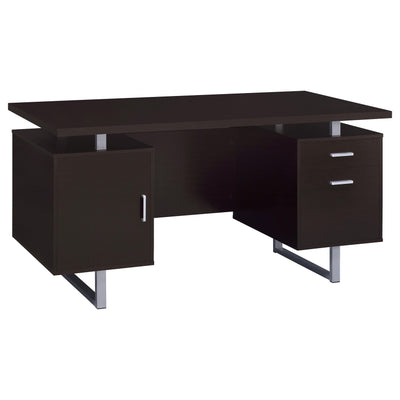  Coaster Furniture Lawtey 801521 60-inch 2-Drawer Office Computer Desk - Cappuccino IMAGE 1