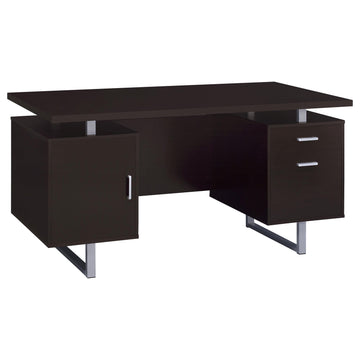  Coaster Furniture Lawtey 801521 60-inch 2-Drawer Office Computer Desk - Cappuccino IMAGE 1
