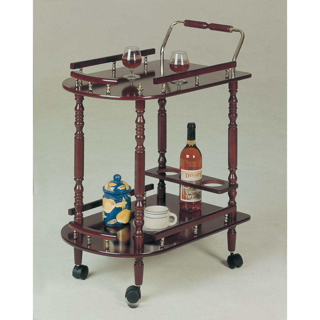  Coaster Furniture Palmer 3512 2-tier Rectangular Wood Bar Cart - Merlot IMAGE 1