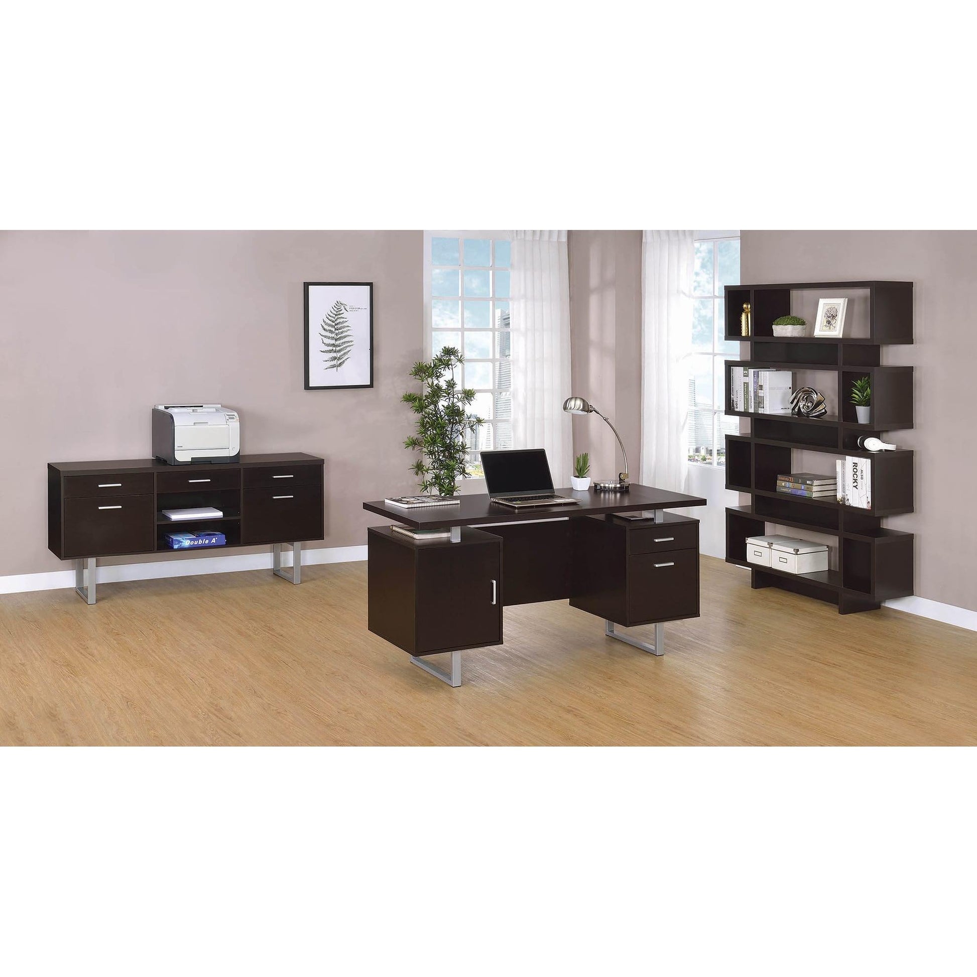  Coaster Furniture Lawtey 801522 5-Drawer Home Office Storage Credenza - Cappuccino IMAGE 10
