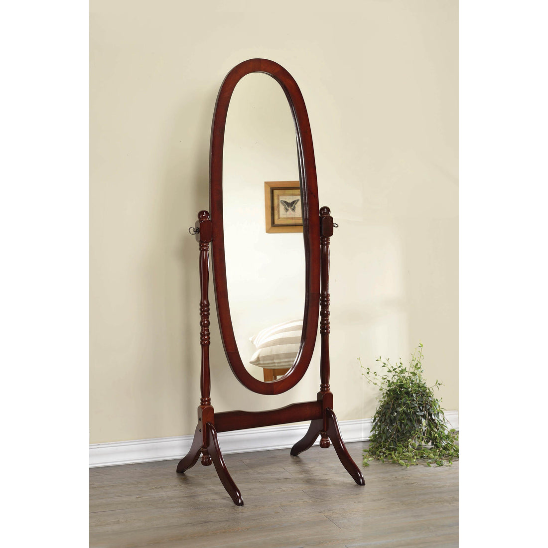  Coaster Furniture Foyet 3101 Wood Adjustable Full Length Cheval Mirror - Merlot IMAGE 1