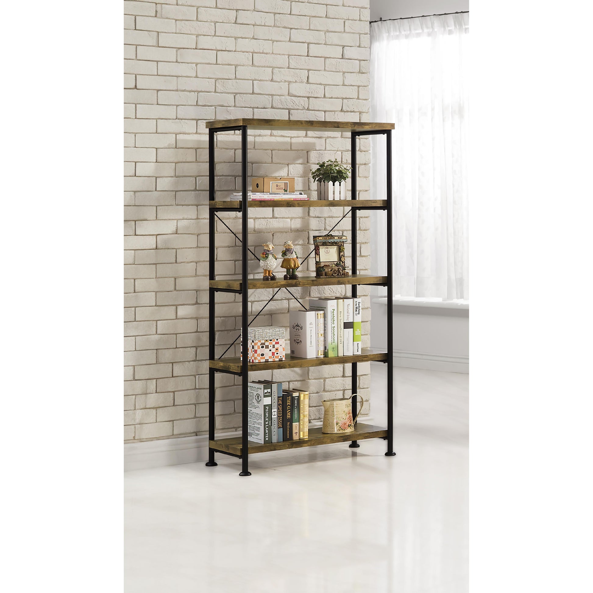  Coaster Furniture Analiese 801542 63-inch 4-shelf Bookshelf - Rustic Nutmeg IMAGE 6