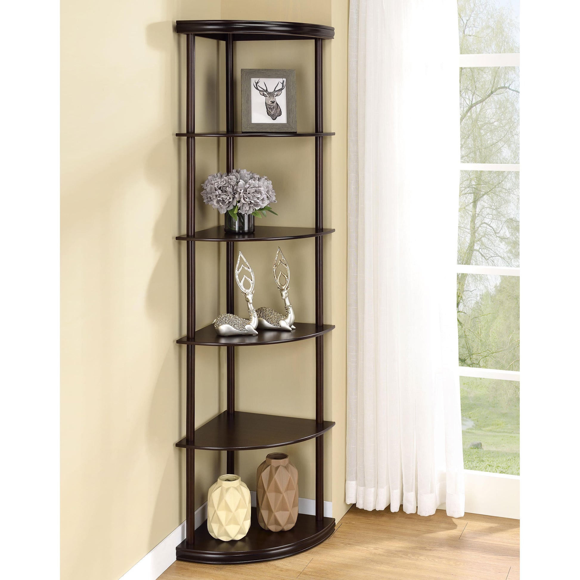  Coaster Furniture Bonwick 800279 72-inch 5-shelf Corner Bookshelf - Cappuccino IMAGE 8