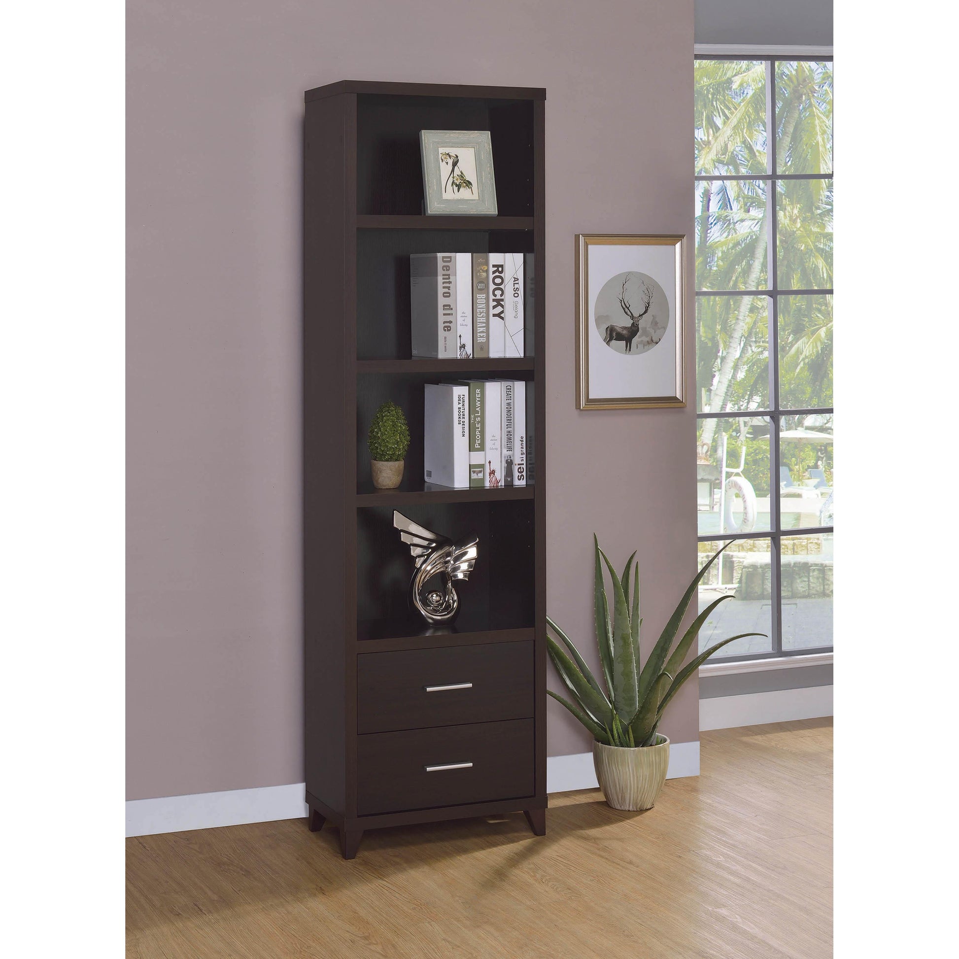  Coaster Furniture Lewes 700882 4-shelf Engineered Wood Media Tower - Cappuccino IMAGE 6