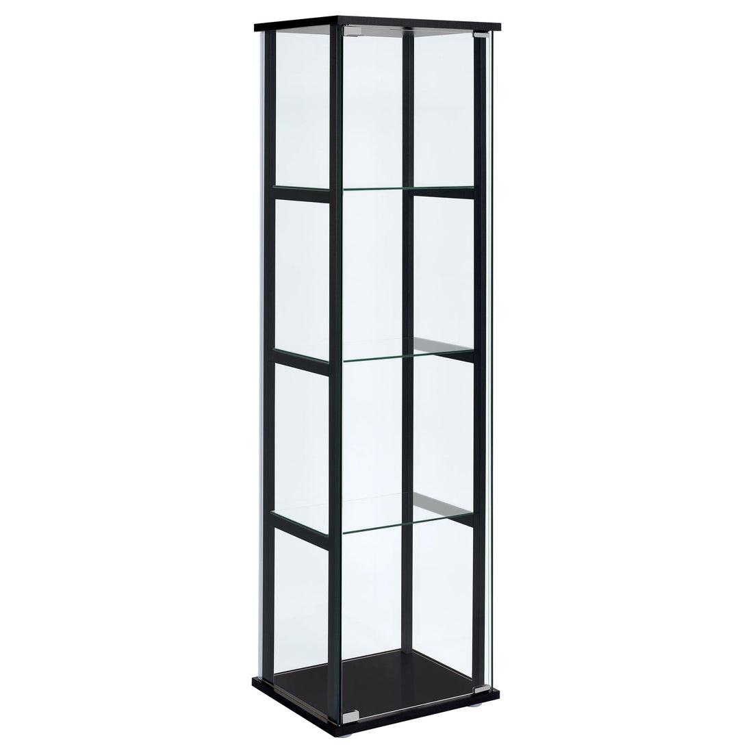  Coaster Furniture Cyclamen 950171 4-shelf Clear Glass Curio Display Cabinet - Black IMAGE 1