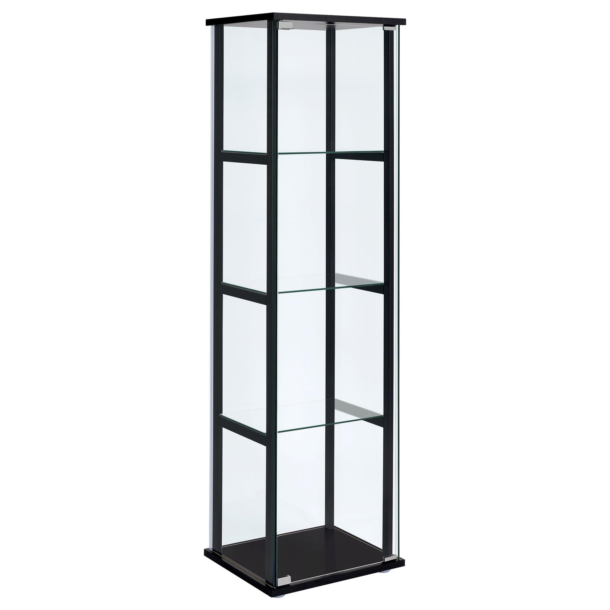  Coaster Furniture Cyclamen 950171 4-shelf Clear Glass Curio Display Cabinet - Black IMAGE 1