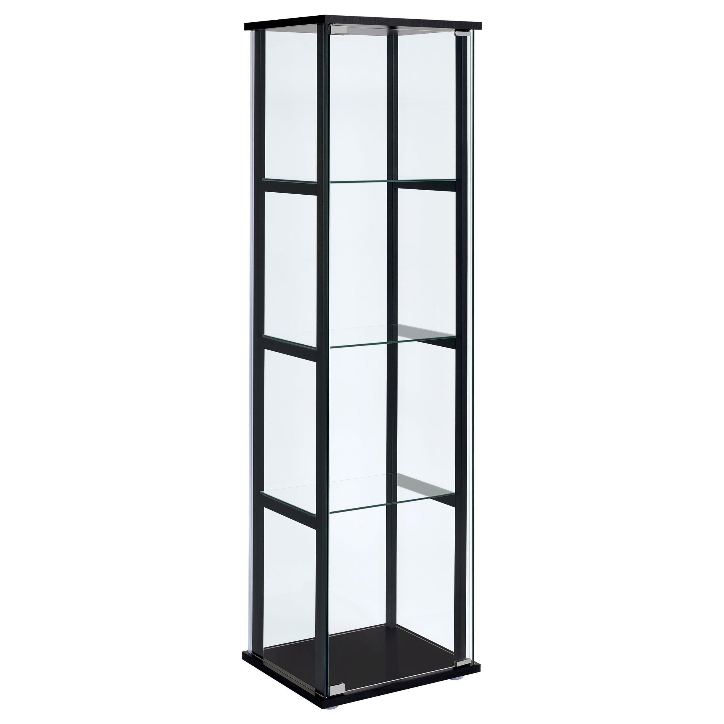  Coaster Furniture Cyclamen 950171 4-shelf Clear Glass Curio Display Cabinet - Black IMAGE 1