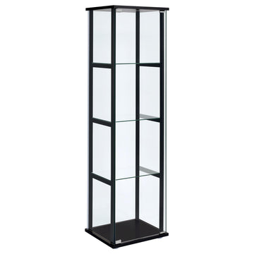  Coaster Furniture Cyclamen 950171 4-shelf Clear Glass Curio Display Cabinet - Black IMAGE 1
