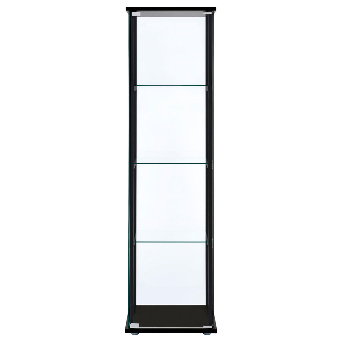 Coaster Furniture Cyclamen 950171 4-shelf Clear Glass Curio Display Cabinet - Black IMAGE 1