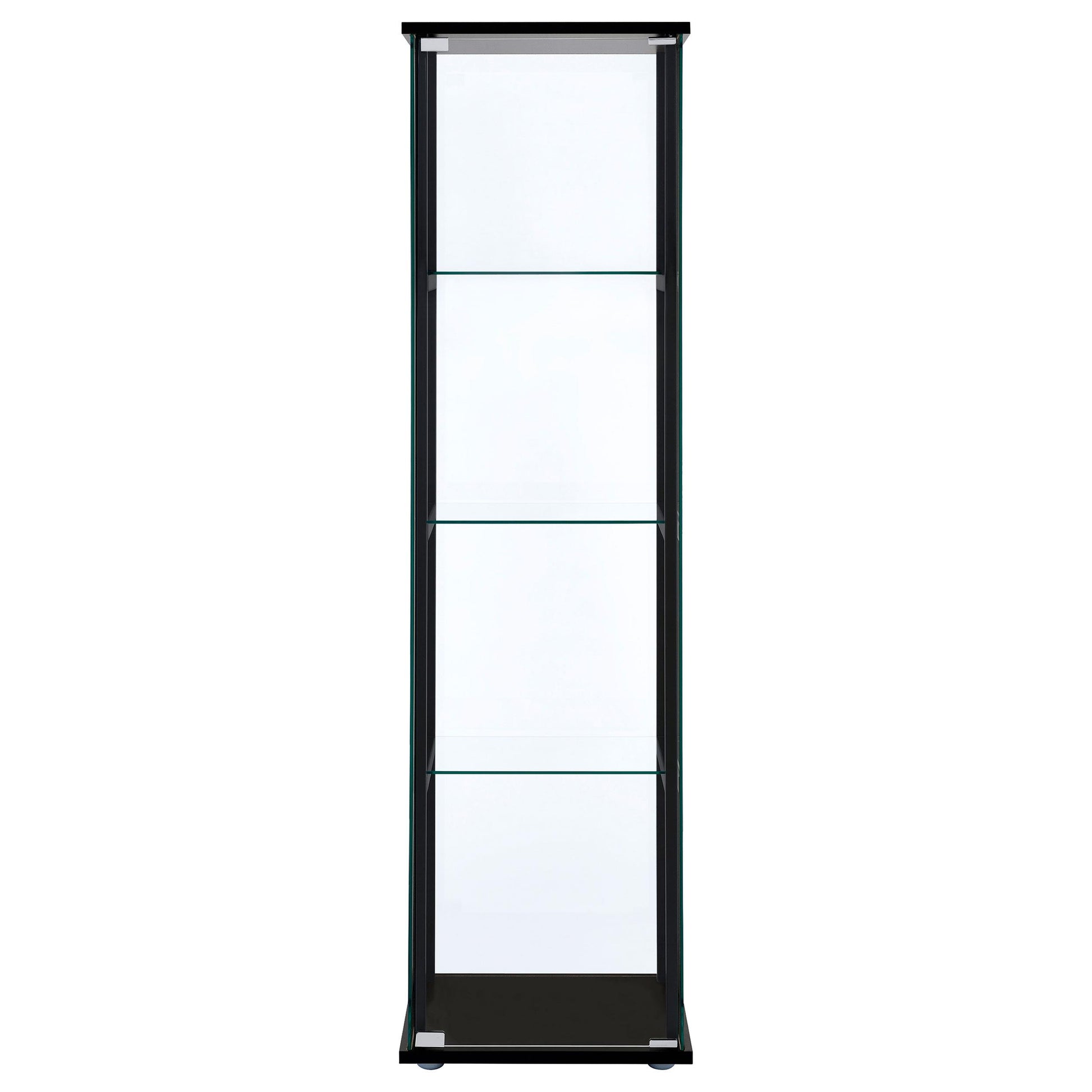  Coaster Furniture Cyclamen 950171 4-shelf Clear Glass Curio Display Cabinet - Black IMAGE 2