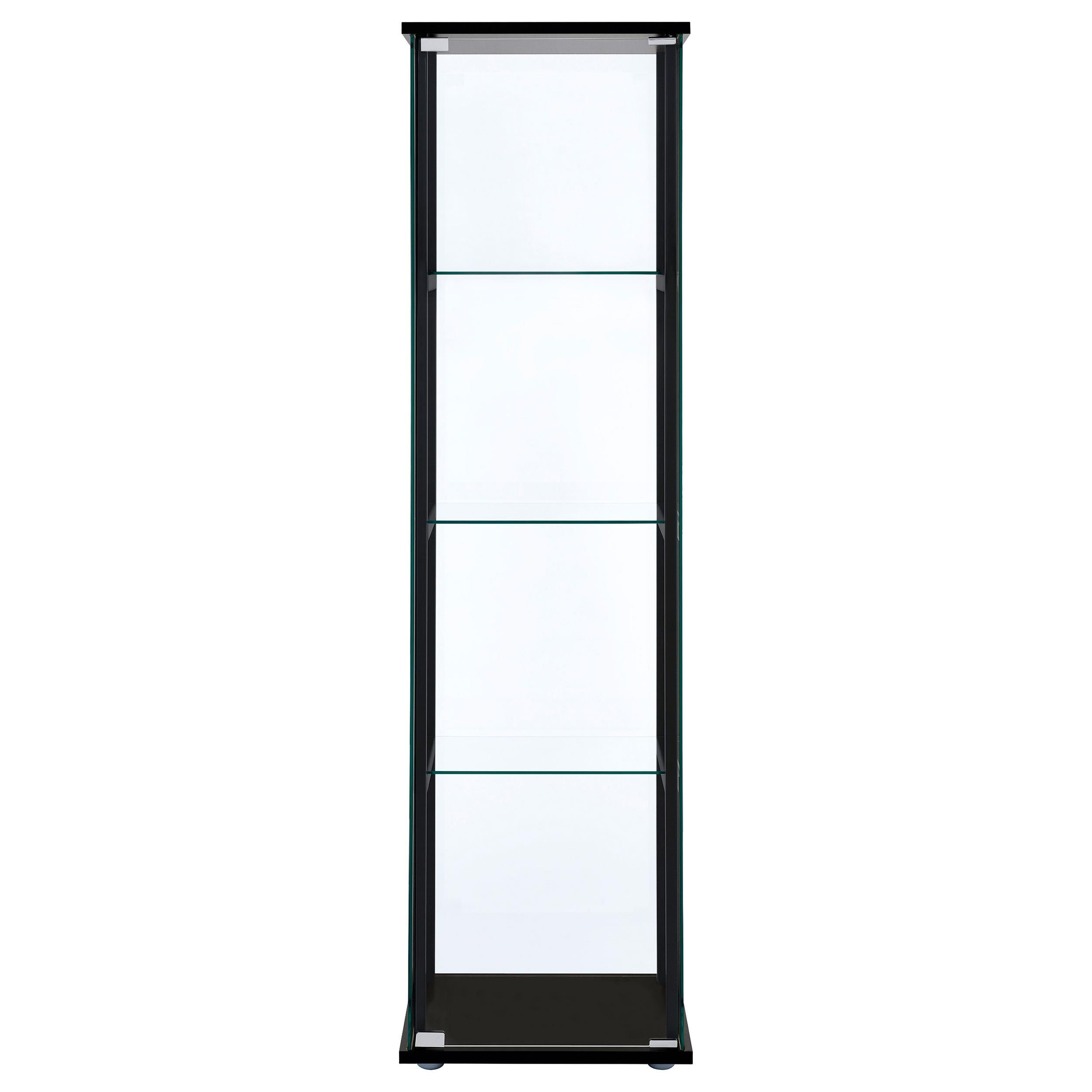  Coaster Furniture Cyclamen 950171 4-shelf Clear Glass Curio Display Cabinet - Black IMAGE 2