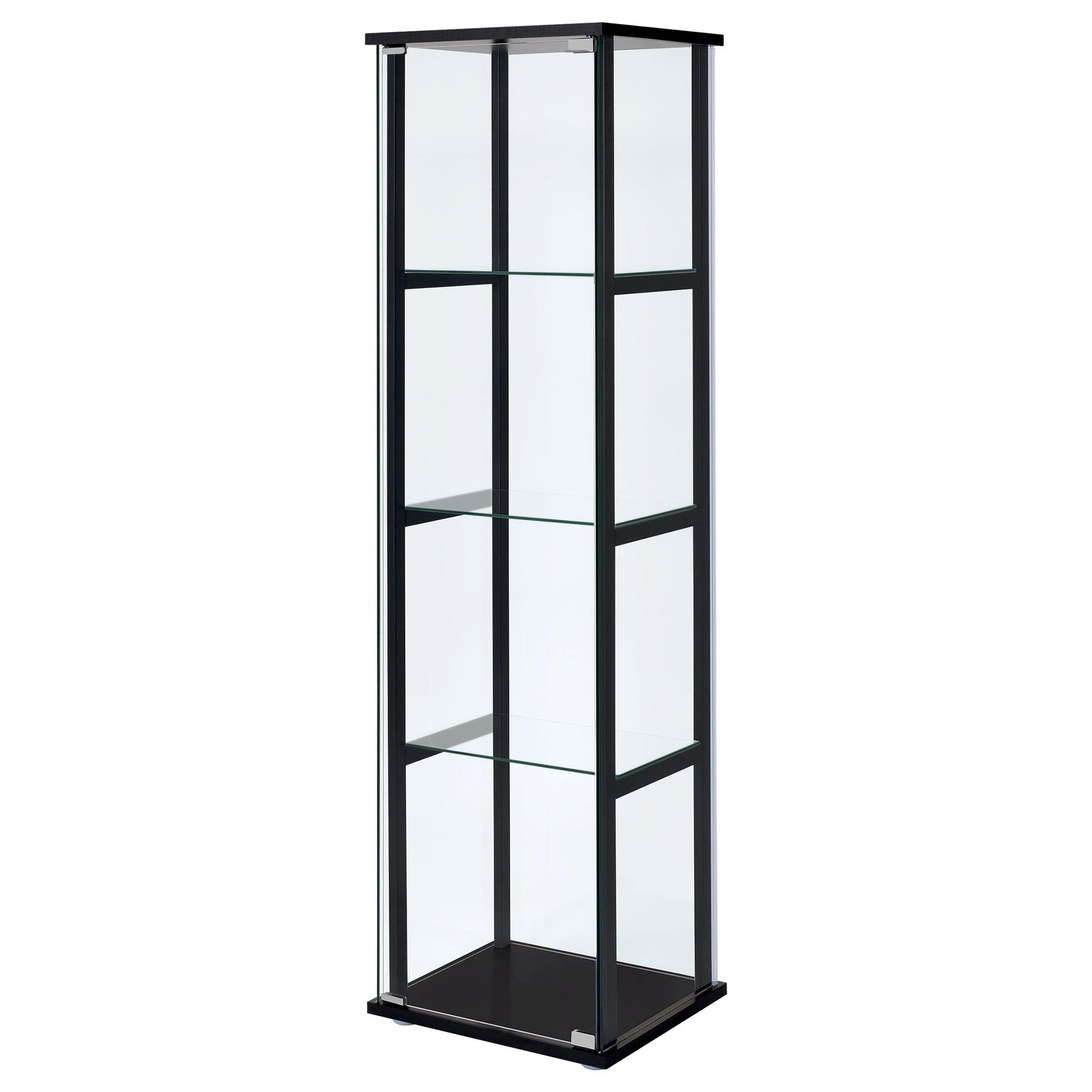  Coaster Furniture Cyclamen 950171 4-shelf Clear Glass Curio Display Cabinet - Black IMAGE 3