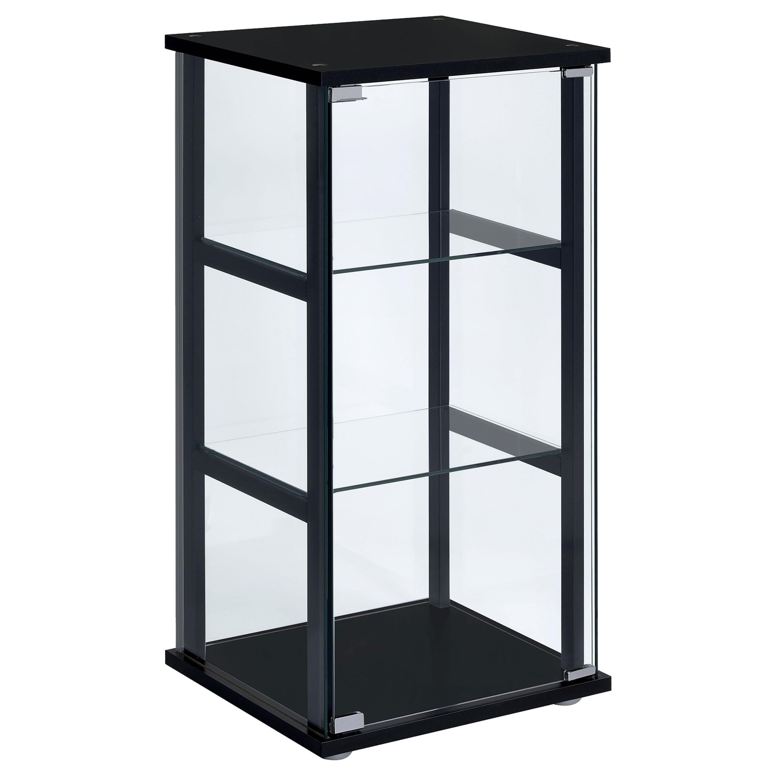  Coaster Furniture Cyclamen 950179 3-shelf Clear Glass Curio Display Cabinet - Black IMAGE 1