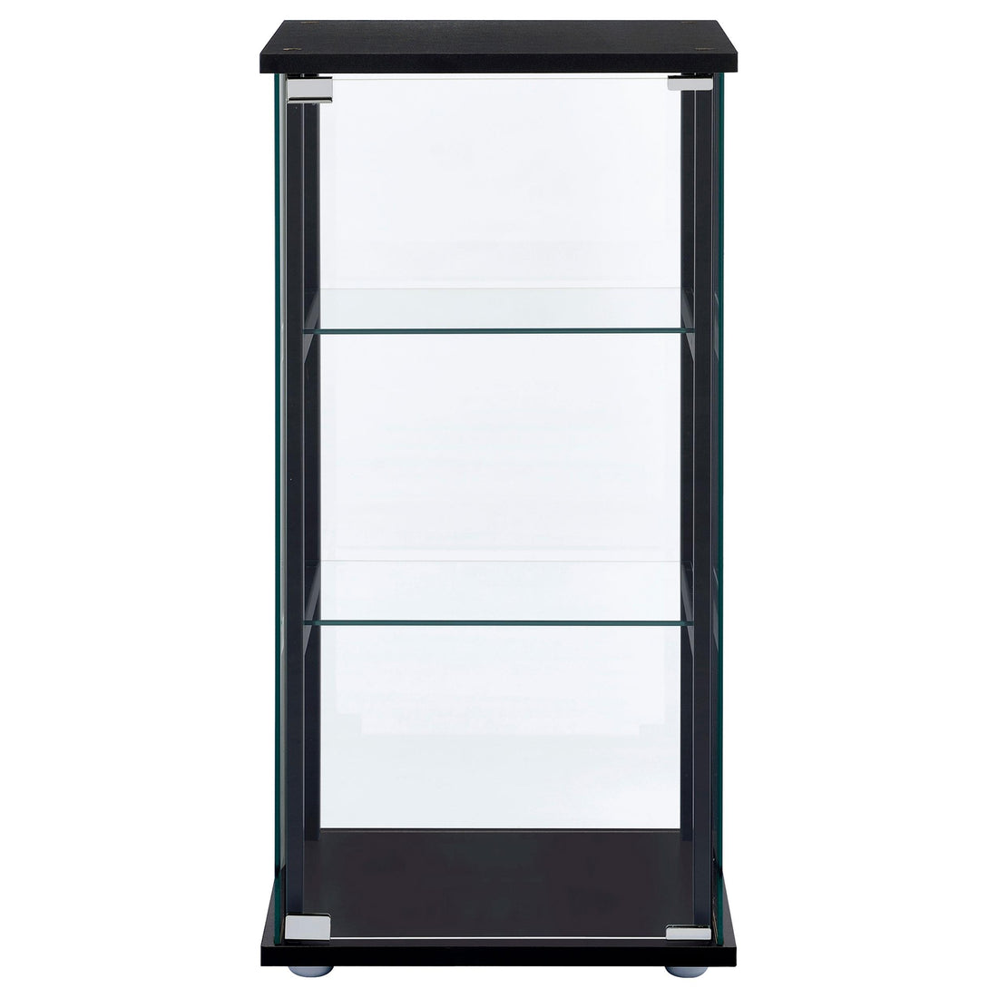  Coaster Furniture Cyclamen 950179 3-shelf Clear Glass Curio Display Cabinet - Black IMAGE 1