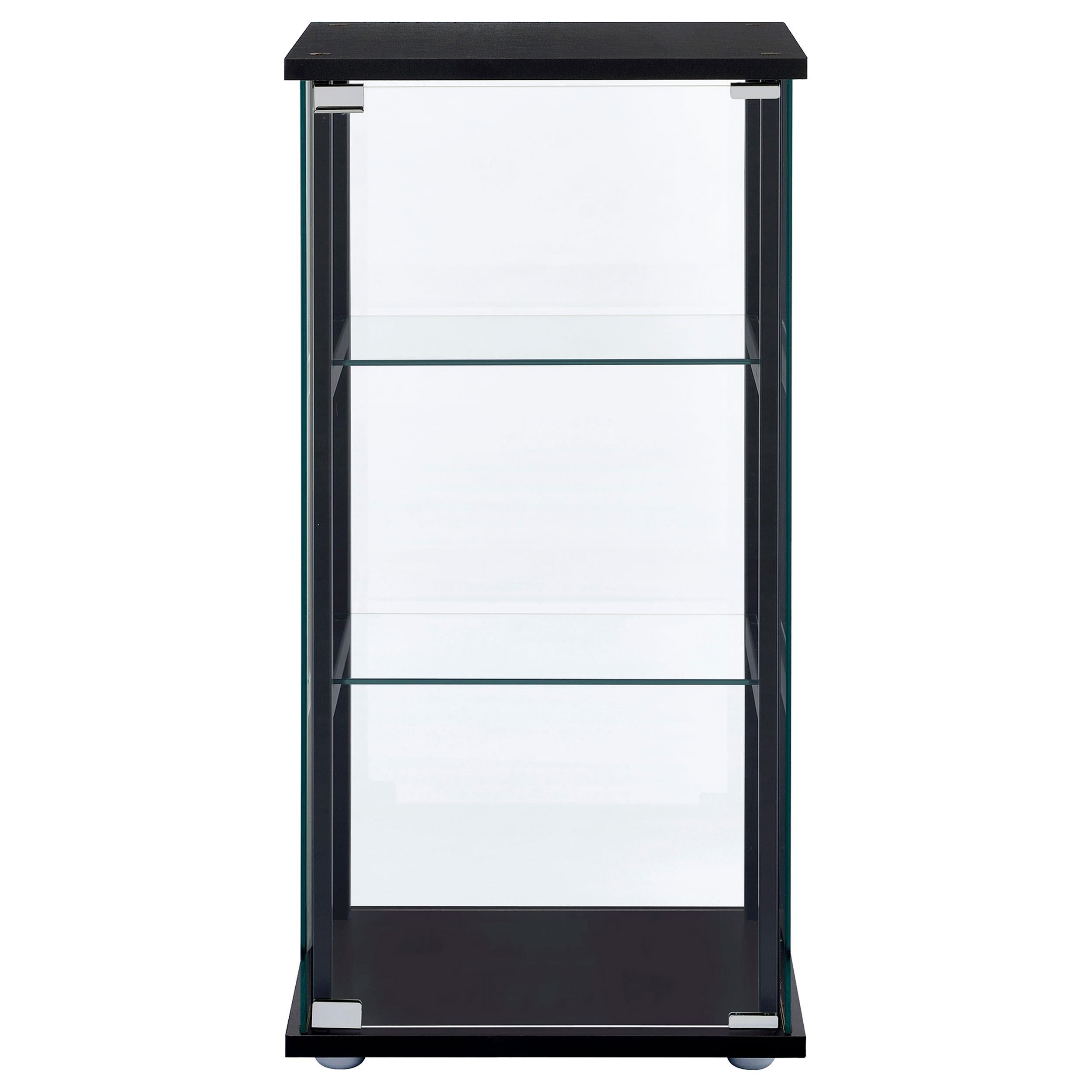  Coaster Furniture Cyclamen 950179 3-shelf Clear Glass Curio Display Cabinet - Black IMAGE 2