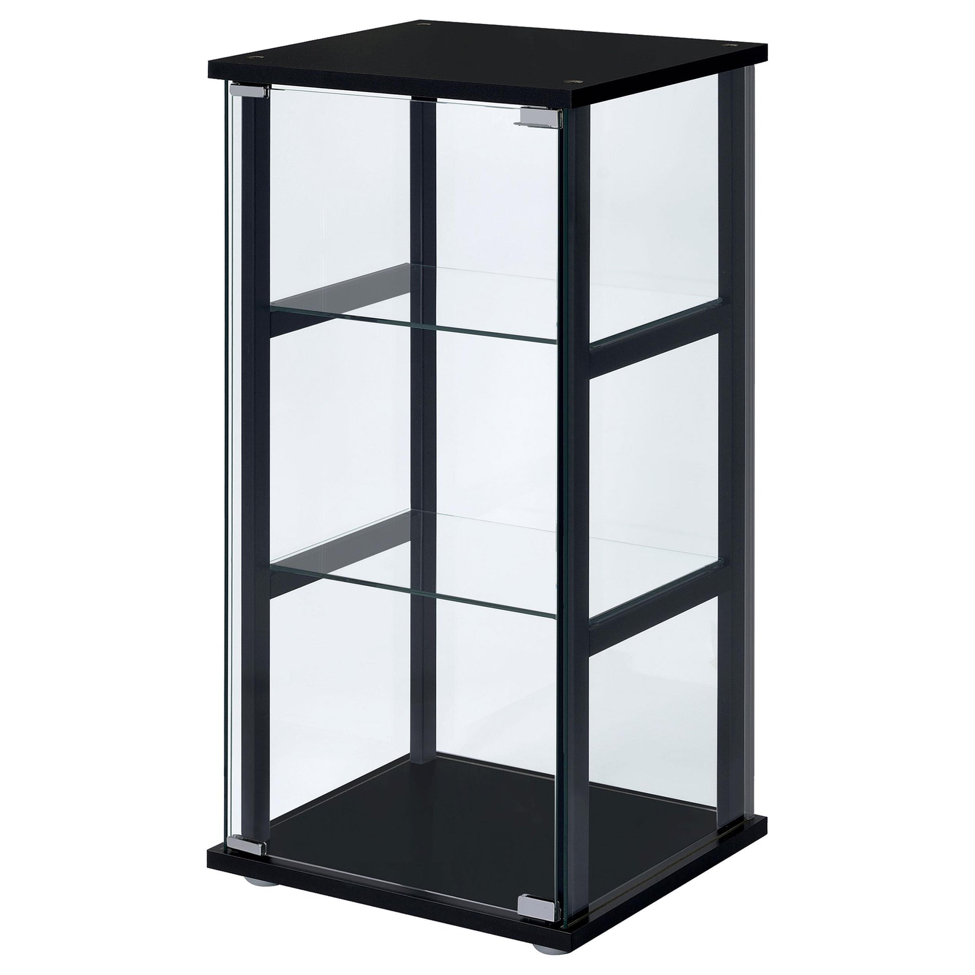  Coaster Furniture Cyclamen 950179 3-shelf Clear Glass Curio Display Cabinet - Black IMAGE 3