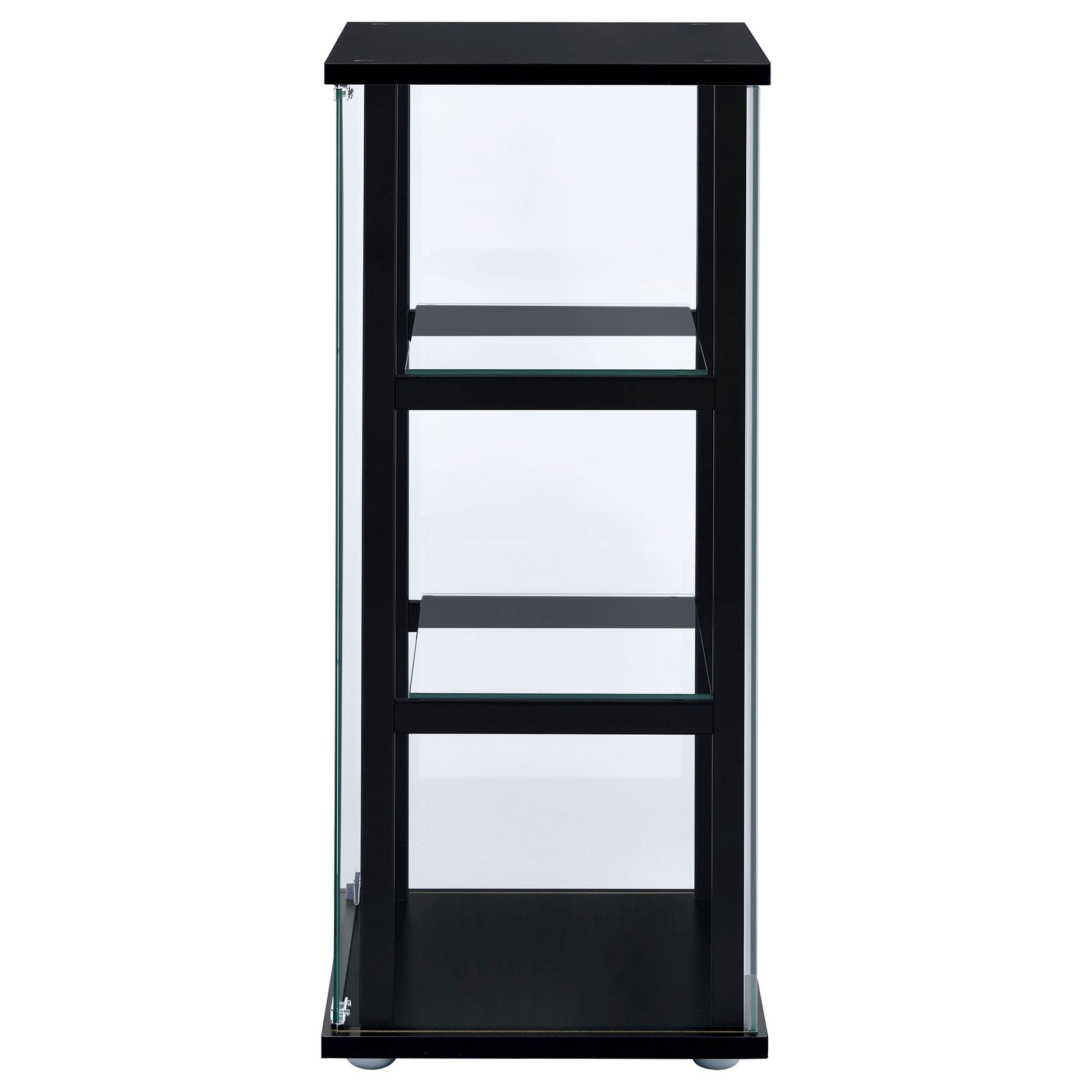  Coaster Furniture Cyclamen 950179 3-shelf Clear Glass Curio Display Cabinet - Black IMAGE 4