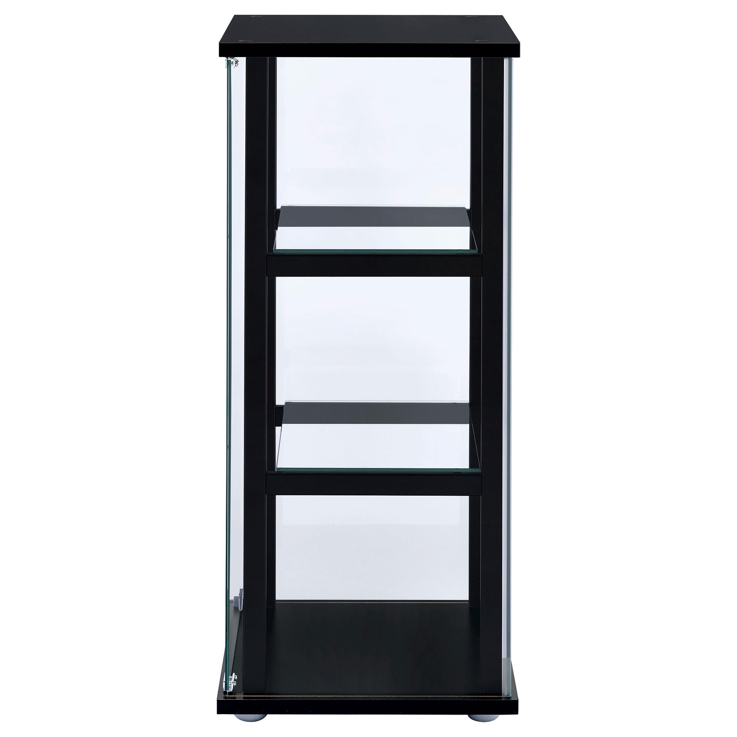  Coaster Furniture Cyclamen 950179 3-shelf Clear Glass Curio Display Cabinet - Black IMAGE 4